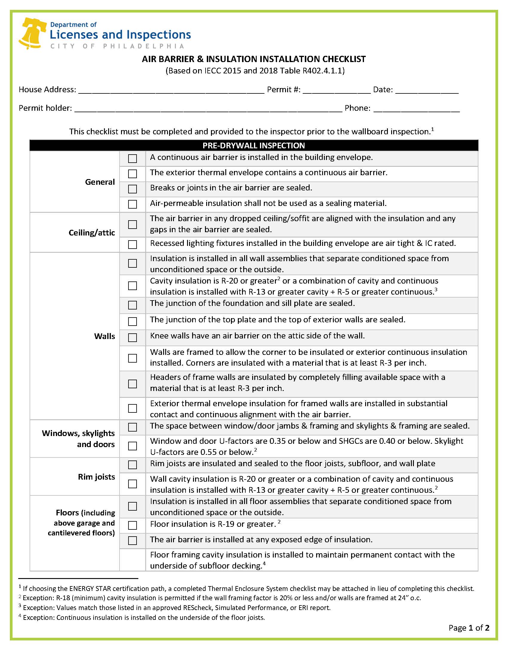 Building Energy Audit Checklist